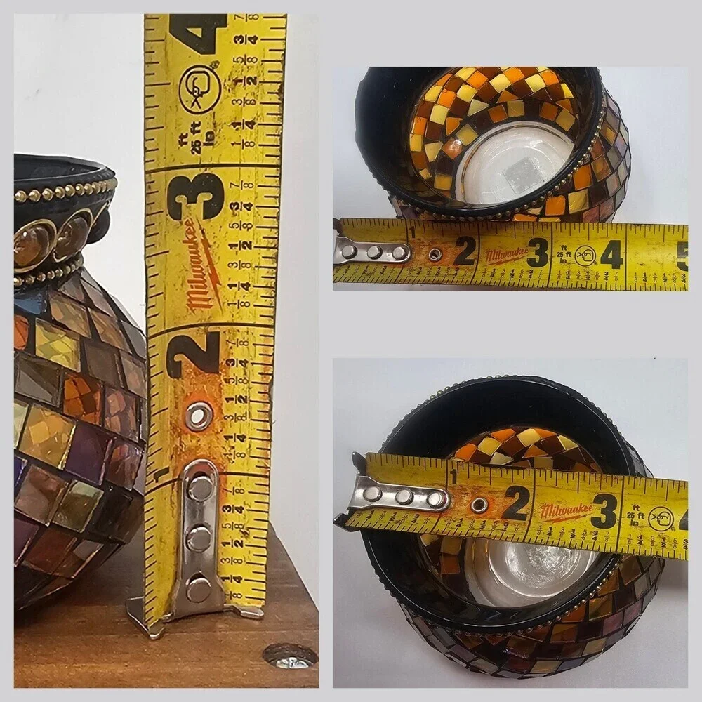 PartyLite Global Fusion Votive Holder P8367 Mosaic Tile Glass Tealight Retired - Picture 10 of 12